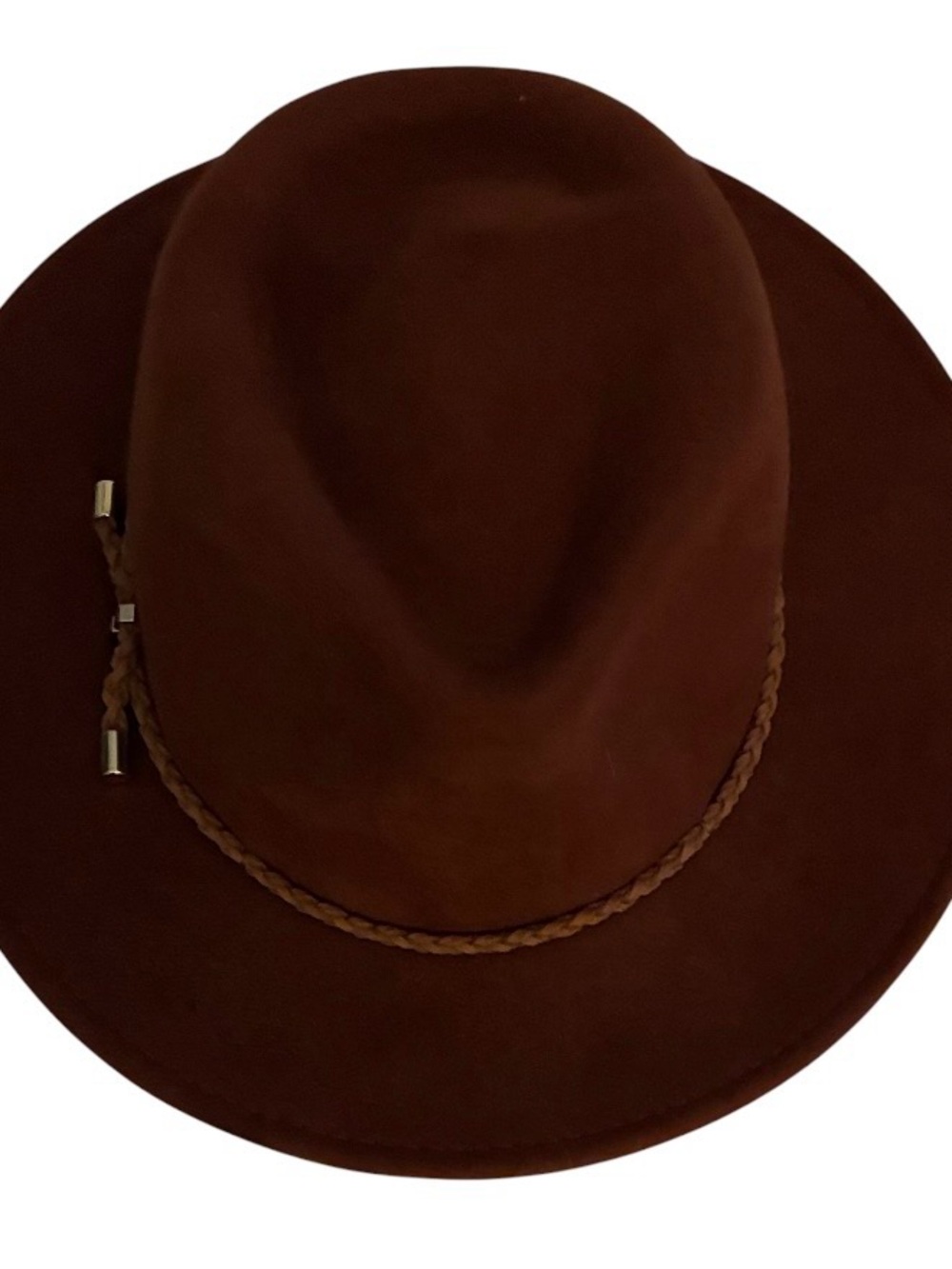 Christian Siriano Wide Brim Braided Band 100%‎ wool Fedora - Rust color